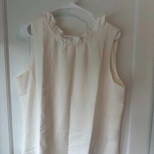 NWT - J.Crew Womens RuffleNeck crepe sleeveless top - off white/ecru - size M